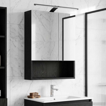 vidaXL Καθρέφτης Ντουλάπα Μπάνιου Μαύρη Οξυά 50x14,5x70 εκ 1 τεμ.