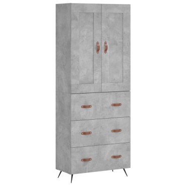 vidaXL Ντουλάπι Γκρι Σκυροδέματος 69,5x34x180cm Επεξεργασμένο Ξύλο 1 τεμ.