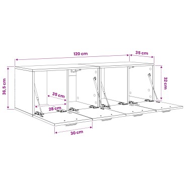 vidaXL Ντουλάπι Τοίχου 2 τεμ. 120x36,5x35cm Επεξεργασμένο Ξύλο
