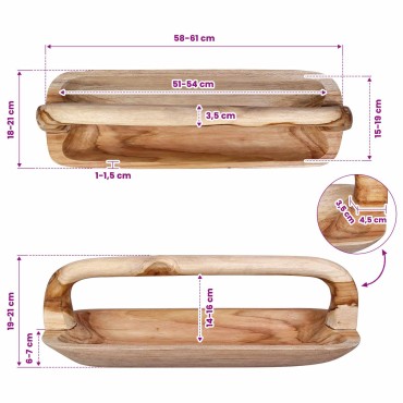 vidaXL Fruit Bowl JEPARA Teak Brown 61 x 21 x 21 cm