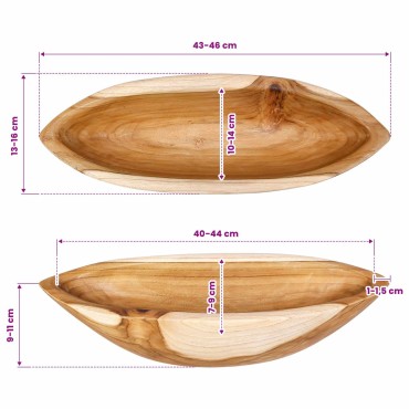 vidaXL Fruit Bowl JEPARA Teak Brown 46 x 16 x 11 cm