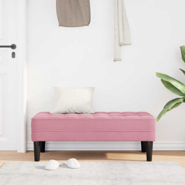 vidaXL παγκάκι με μαξιλάρι Ροζ 113x57x39cm Βελούδο