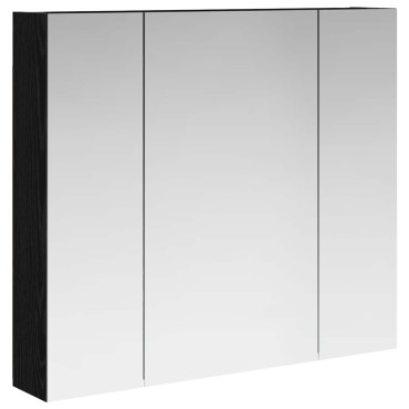 vidaXL Καθρέφτης Ντουλάπα Μπάνιου Μαύρη Οξυά 80x14.5x70 εκ 1 τεμ.