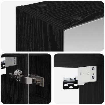 vidaXL Καθρέφτης Ντουλάπα Μπάνιου Μαύρη Οξυά 80x14.5x70 εκ 1 τεμ.