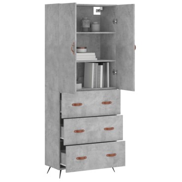 vidaXL Ντουλάπι Γκρι Σκυροδέματος 69,5x34x180cm Επεξεργασμένο Ξύλο 1 τεμ.