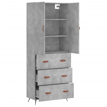 vidaXL Ντουλάπι Γκρι Σκυροδέματος 69,5x34x180cm Επεξεργασμένο Ξύλο 1 τεμ.