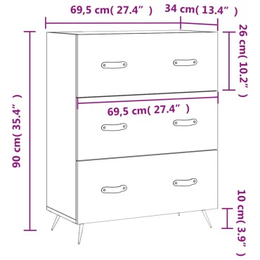 vidaXL Συρταριέρα Γκρι Σκυροδέματος 69,5x34x90cm Επεξεργ. Ξύλο 1 τεμ.