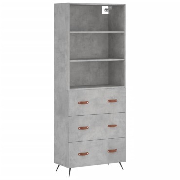 vidaXL Ντουλάπι Γκρι Σκυροδέματος 69,5x34x180cm Επεξεργασμένο Ξύλο 1 τεμ.