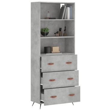vidaXL Ντουλάπι Γκρι Σκυροδέματος 69,5x34x180cm Επεξεργασμένο Ξύλο 1 τεμ.