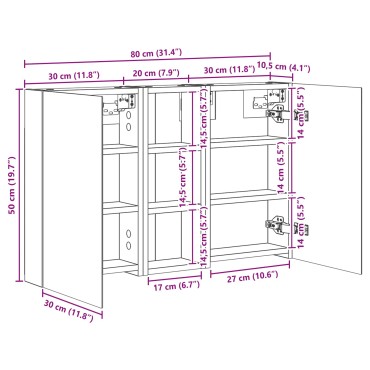 vidaXL Σετ Ντουλαπιών Μπάνιου 3 τεμ. 80x10,5x50 εκ