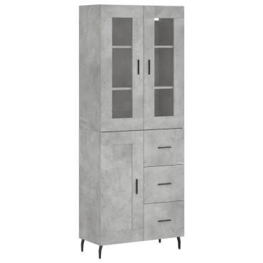 vidaXL Ντουλάπι Γκρι Σκυροδέματος 69,5x34x180cm Επεξεργασμένο Ξύλο 1 τεμ.