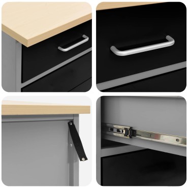 vidaXL Ντουλάπα Εργασίας 7 τεμ. Μαύρο Μηχανισμένο ξύλο και ατσάλι