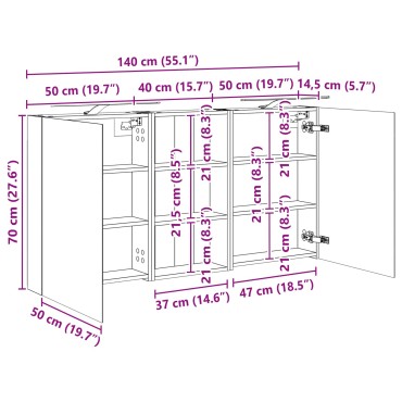 vidaXL Σετ Ντουλαπιών Μπάνιου 3 τεμ. 140x14,5x70 εκ