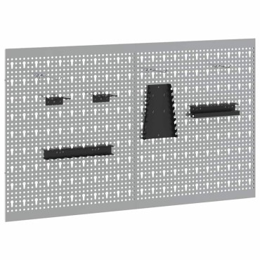 vidaXL Πάνελ Τοίχου Εργαλείων 2 τεμ. Γκρι 100 x 1 x 60 εκ Ατσάλι