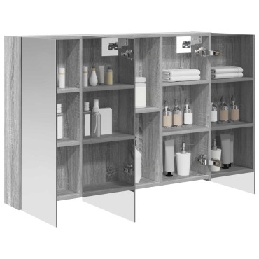 vidaXL Καθρέφτης Ντουλάπα Μπάνιου Γκρι Sonoma 100x14,5x70cm 1 τεμ.