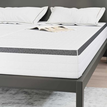 vidaXL Στρώμα 2 τεμ. Μέτρια μαλακό 70x190cm Λευκό και Γκρι - Μονό