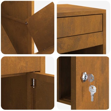 vidaXL Θυρίδα Πακέτων με αποθήκευση με πόρτα Σκ rusty 41 x 38 x 103 εκ