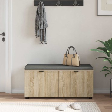 vidaXL Παγκάκι Χαλωρίου με μαξιλάρι Δρύς Sonoma 100x38x46 εκ 1 τεμ.