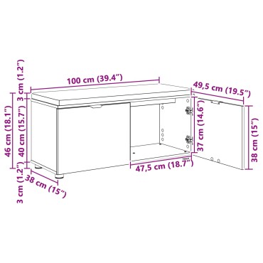 vidaXL Παγκάκι Χαλωρίου Τεχνίτικη Δρυς 100x38x46 εκ 1 τεμ.