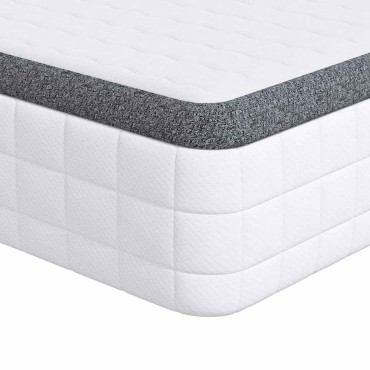 vidaXL Στρώμα Μέτρια μαλακό 90x190cm Λευκό και Γκρι 1 τεμ. - Μονό