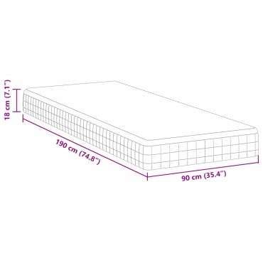 vidaXL Στρώμα Μέτρια μαλακό 90x190cm Λευκό και Γκρι 1 τεμ. - Μονό