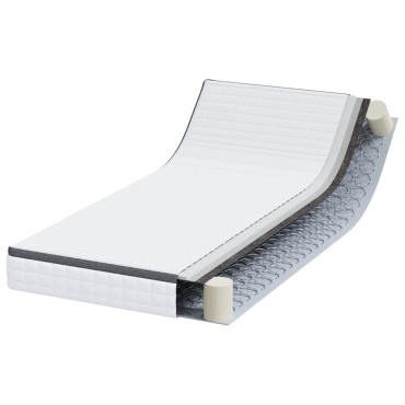 vidaXL Στρώμα Μέτρια μαλακό 90x190cm Λευκό και Γκρι 1 τεμ. - Μονό