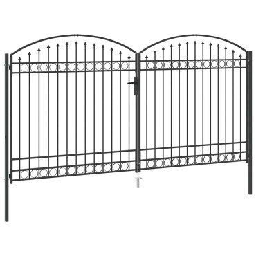 vidaXL Πύλη Φράχτη ASSEN 401 x 250 εκ. Ατσάλι Γκρι Κλειδώσιμο