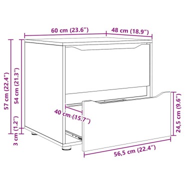 vidaXL Ντουλάπι αποθήκευσης 60x48x57cm Επεξεργασμένο Ξύλο Λευκό 1 τεμ.