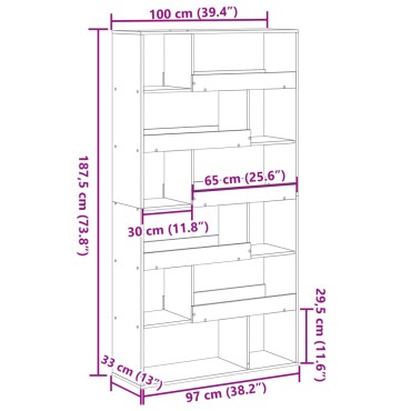 vidaXL Βιβλιοθήκη Καπνιστή Δρυς 100x33x187,5cm από Επεξεργασμένο Ξύλο 1 τεμ.