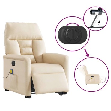 vidaXL Πολυθρόνα Μασάζ Ανακλινόμενη με Ανύψωση Ύφασμα Μικροϊνών
