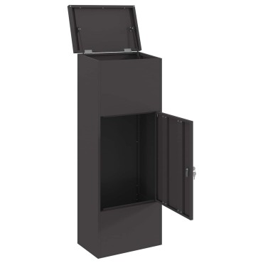vidaXL Θυρίδα Πακέτων με αποθήκευση Μαύρο 44,5 x 29 x 110,5 εκ Ατσάλι