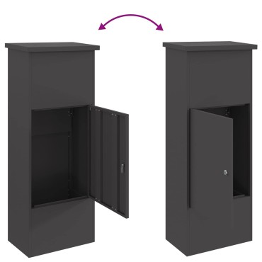 vidaXL Θυρίδα Πακέτων με αποθήκευση Μαύρο 44,5 x 29 x 110,5 εκ Ατσάλι