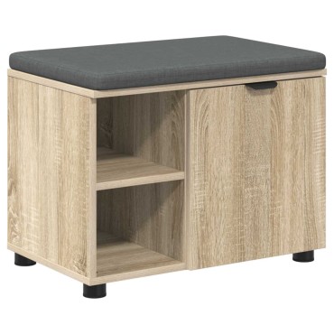 vidaXL Παγκάκι Χαλωρίου με μαξιλάρι Δρύς Sonoma 60x38x46 εκ 1 τεμ.