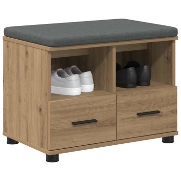 vidaXL Πάγκος Παπουτσιών με Μαξιλάρι Artisan Δρυς 60x38x46 εκ 1 τεμ.