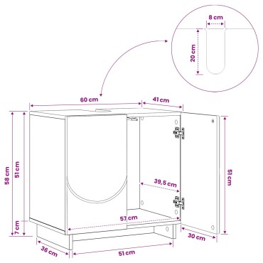 vidaXL Έπιπλο μπάνιου Καπνισμένο Ξύλο Δρυός 60x41x58cm 1 τεμ.