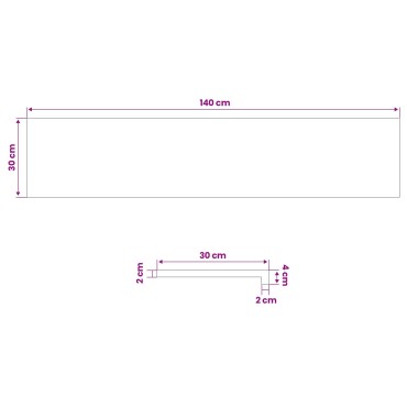 vidaXL Παράθυρα 2 τμχ. Φυσικό 140 x 30 x 2 cm Στερεό ξύλο οξιάς
