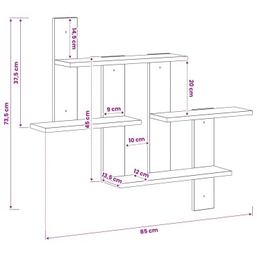 vidaXL Ράφι Τοίχου Καπνισμένο Ξύλο Δρυός 85x13,5x73,5 εκ 1 τεμ.