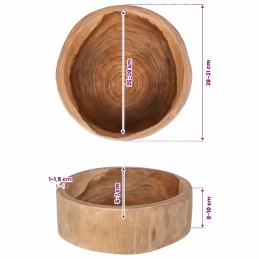 vidaXL Φρουτιέρα JEPARA Καφέ Τίκ Ø 30 cm Στερεό Ξύλο Τίκ