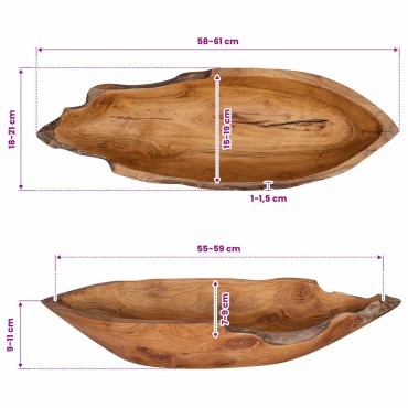 vidaXL Φρουτιέρα JEPARA Καφέ Τίκ 61 x 21 x 11 εκ. Στερεό Ξύλο Τίκ