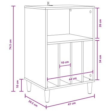 vidaXL Ράφι Πικάπ Λευκό 47x39,5x74,5cm Επεξεργασμένο Ξύλο