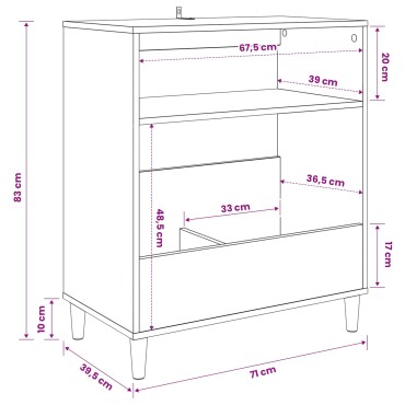 vidaXL Βάση πικάπ Καπνισμένο Ξύλο Δρυός 71x39,5x83cm