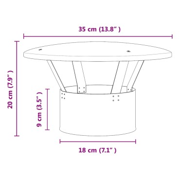 vidaXL Κάλυμμα Βροχής Καμινάδας Ασημί 35 x 35 x 20 εκ