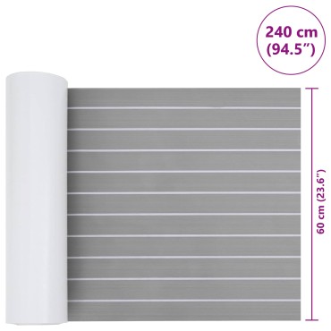 vidaXL Ματ Σκάφους Ριγέ Ανοιχτό Γκρι και Λευκό 240 x 60 cm EVA