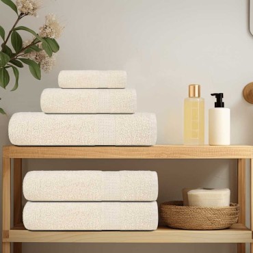 vidaXL Πετσέτες Ντους FROGN 10 τεμ. Κρεμ 70x140 εκ. 360 γρ./μ²