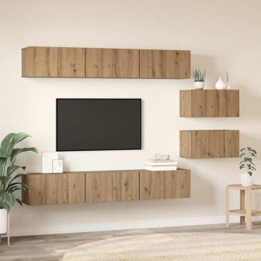 vidaXL Σετ επίπλου τηλεόρασης 8 τμχ. Artisan Oak Επεξεργασμένο Ξύλο