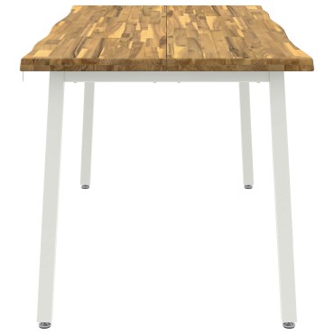 vidaXL Τραπέζι Φαγητού με Ζωντανό Χείλος 160x80x75cm Λευκό 1 τεμ.