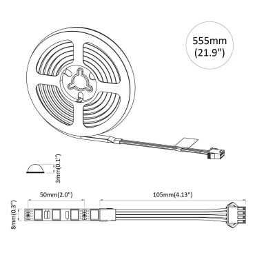 vidaXL Λωρίδα LED 2 τμχ. Μαύρο και Διαφανές Χαλκός και Πλαστικό