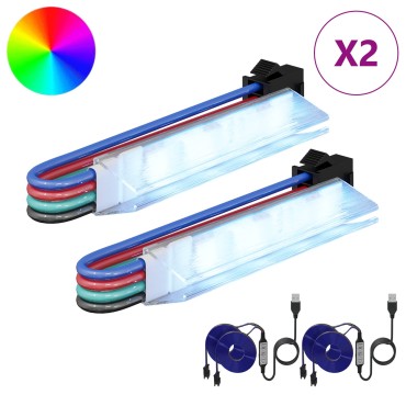 vidaXL Λωρίδα LED 2 τμχ. Μαύρο και Πολύχρωμο Χαλκός και Πλαστικό