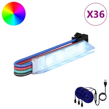 vidaXL Λωρίδα LED 12 τμχ. Μαύρο και Πολύχρωμο Χαλκός και Πλαστικό