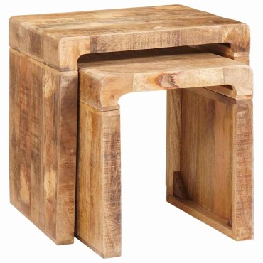 vidaXL Ένθετα τραπέζια 2 τεμ. Καφέ 46x40x46cm Στερεό ξύλο μάνγκο